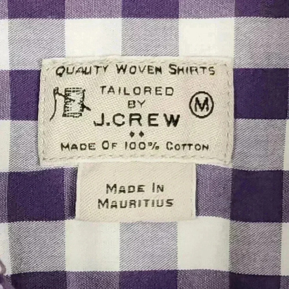 J Crew Men's Button Down Long Sleeve Shirt Medium 100% Cotton Purple Checkered‎ - Picture 3 of 16